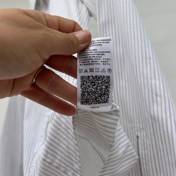 Lafayette 148 Connor Structured Zip Blouse Sparkle Stripe White Festive 4 - Picture 9 of 9